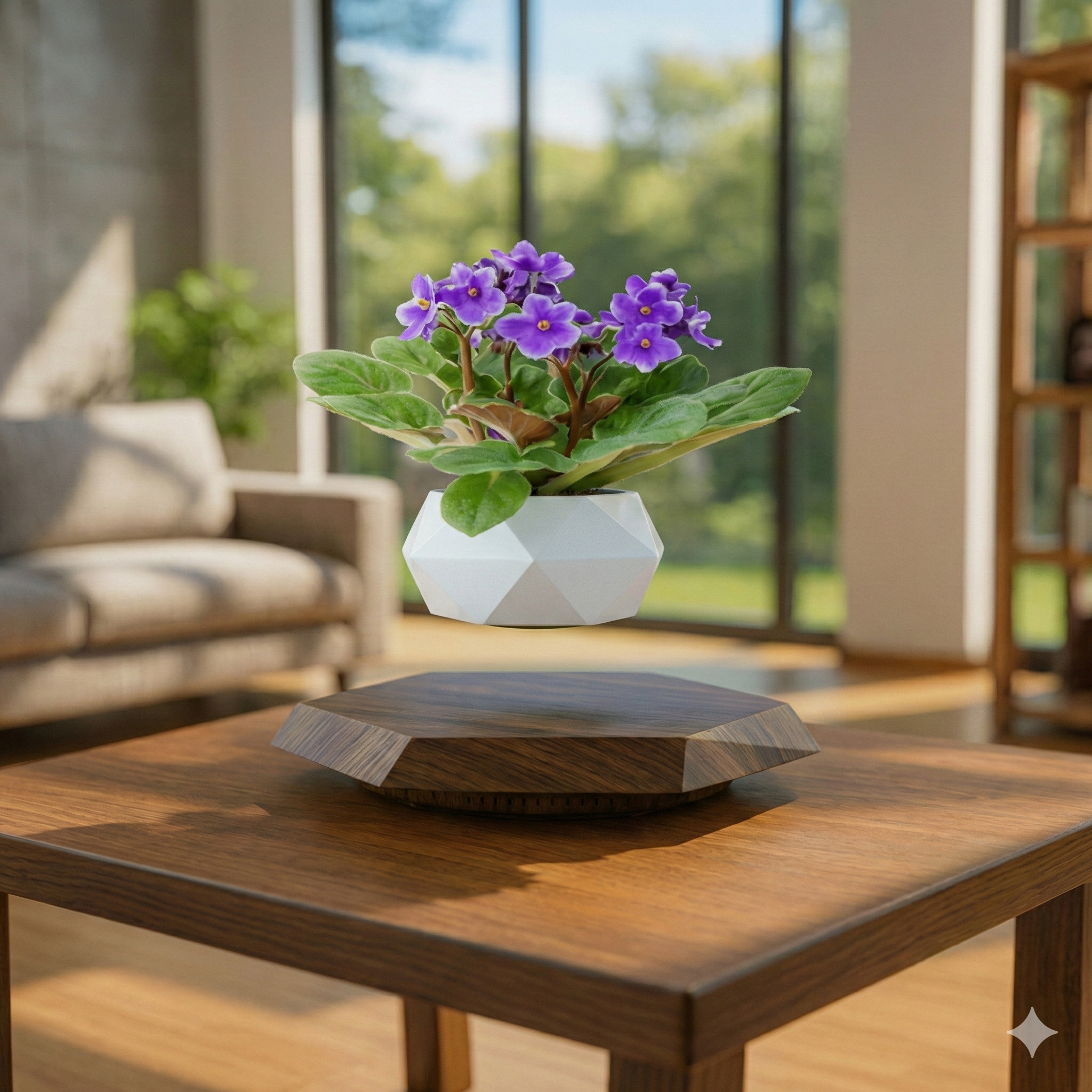 Levitating - Floating Flower Pot with Wood Base ©