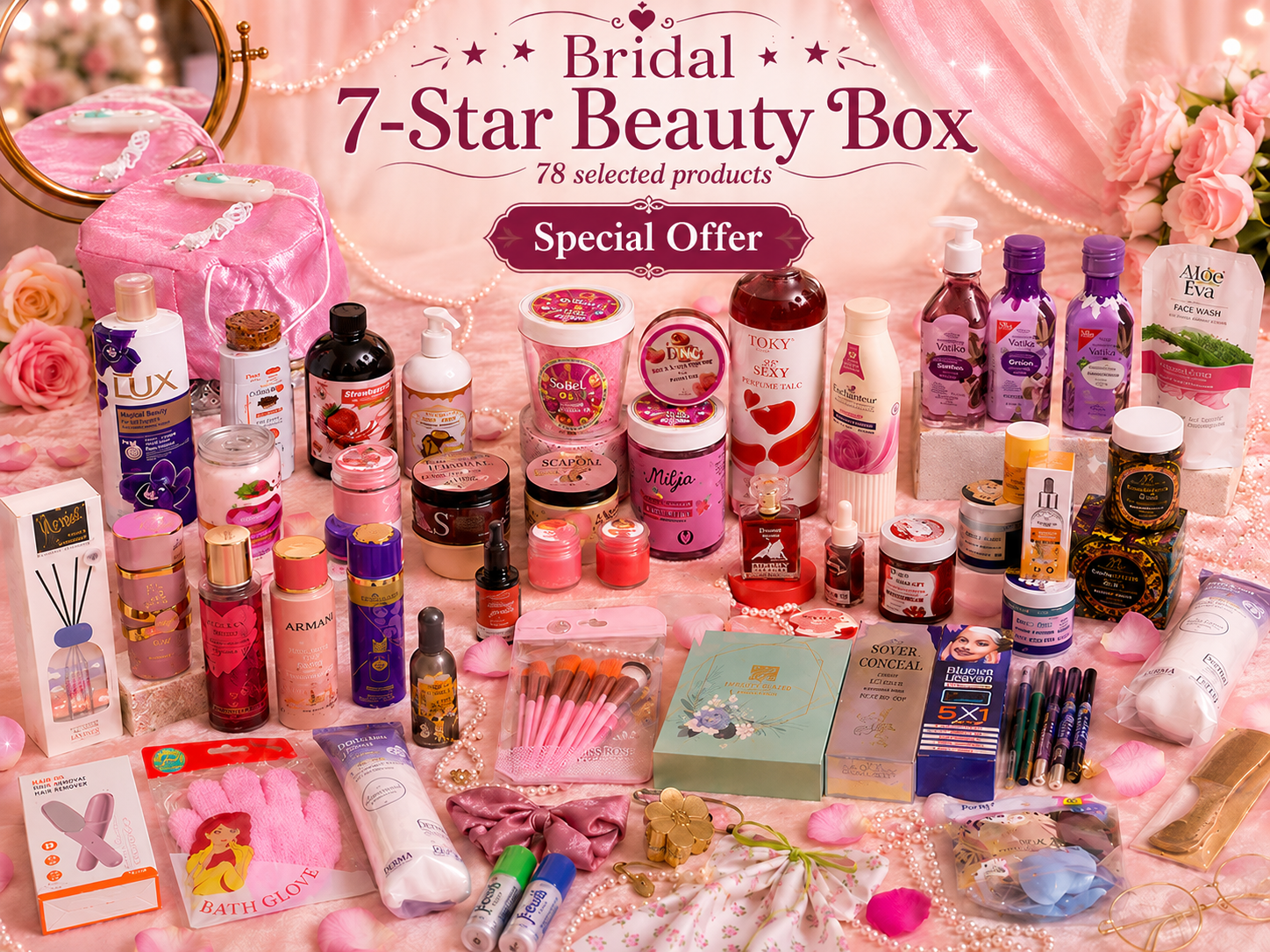 Bridal 7-Star Beauty Box With  Wedding Bag